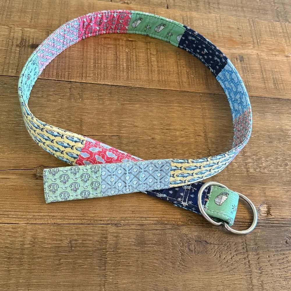 Vineyard Vines Mixed Fabric Belt. Pastel Women’s Sz-M 41” Preppy | Patchwork